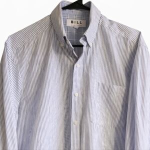Bill Blass Men's Dress Shirt Button-down Long Sleeve Blue and White Striped Sz M